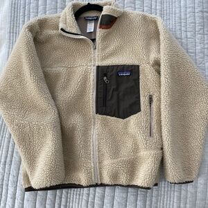 Patagonia fleece - men’s XS full zip teddy cream/brown vintage style